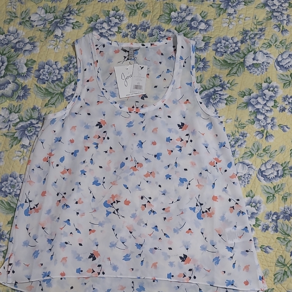J. Jill Floral Tank Top - White and Blue
